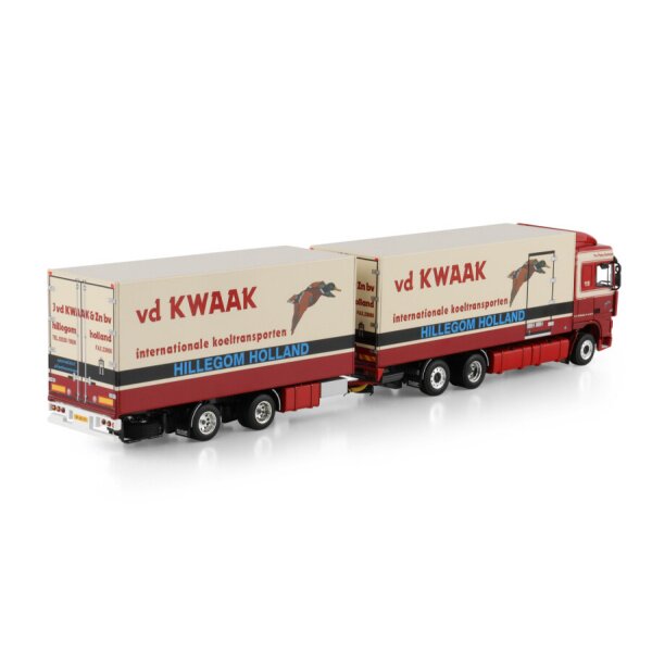 1:50 DAF VAN DER KWAAK 95XF 6X2 REEFER TRUCK DRAWBAR TRAILER WSI Diecast Model