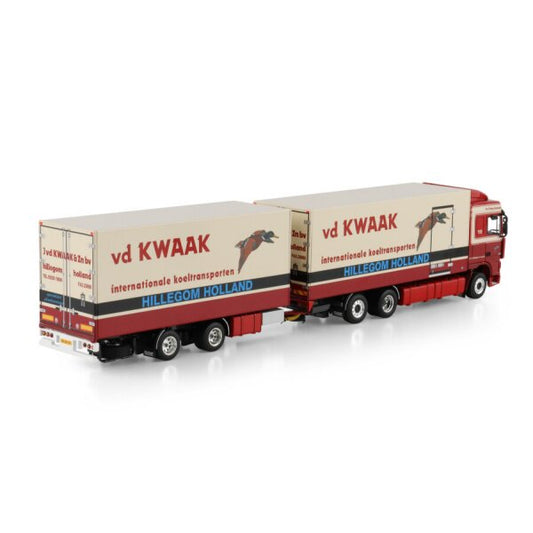 1:50 DAF VAN DER KWAAK 95XF 6X2 REEFER TRUCK DRAWBAR TRAILER WSI Diecast Model