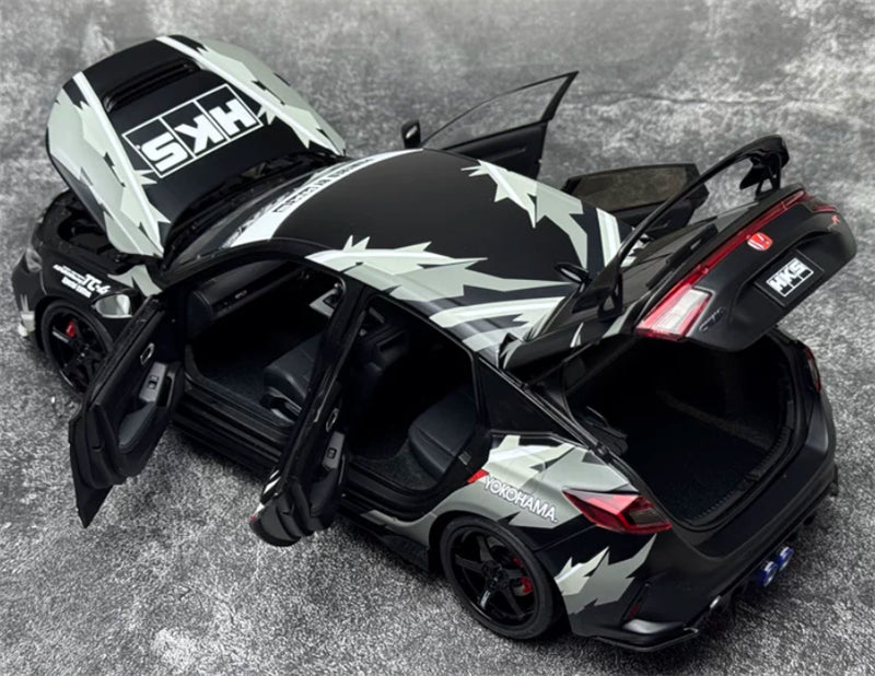 1:18 Honda Civic Type R FL5  Matte Black HKS MOTORHELIX Limited Edition 499PCS ONLY DIECAST Model