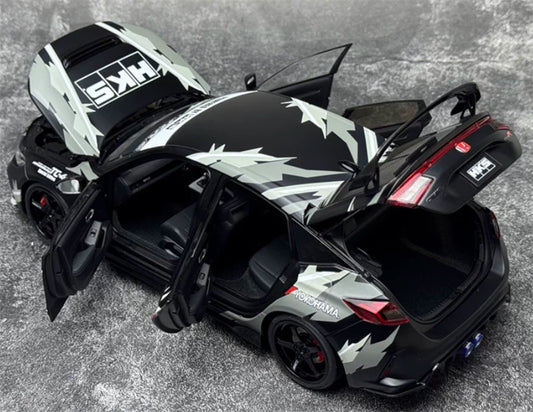 1:18 Honda Civic Type R FL5 Matte Black HKS MOTORHELIX Limited Edition 499PCS ONLY DIECAST Model