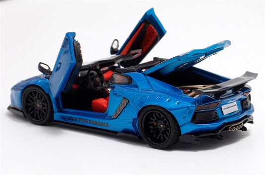 Rhino Model Lamborghini Aventador LP700-4 LBWK Convertible blue Limited Edition 666PCS ONLY 1:64 Car Pre-built Model view2