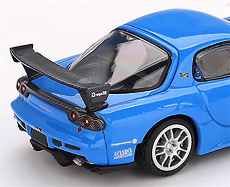 MINIGT Mazdza RX-7 RE-Amemiya 20B NA 3ROTOR-7 Ama-san GO Blue color box packaging 1:64 Car Pre-built Model view5