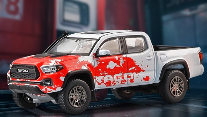 GCD TOYOTA Tacoma Pickup Red White LHD 1:64 Truck Pre-built Model view5