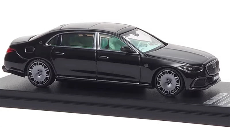 Almost Real BRABUS S850 Maybach Masterpiece 2023 Obsidian Black -Green interior 1:64 Car Pre-built Airliner Model Display view6