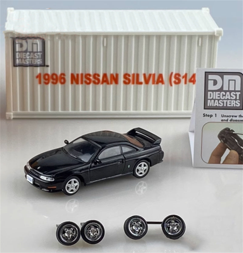 CATERPILLAR NISSAN SILVIA S14 black left-hand drive 1:64 Car Pre-built Model