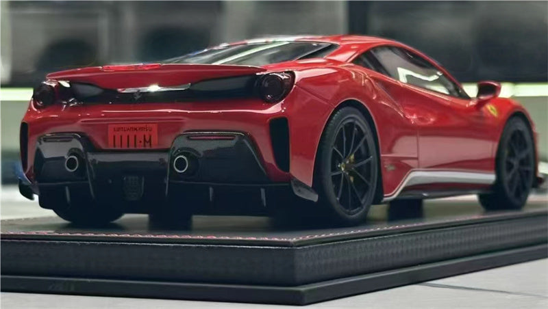 BBR MODELS Ferrari 488 pista Rosso Coraan322 met Leather base Limited Edition 28PCS ONLY 1:18 Car Pre-built Model view5
