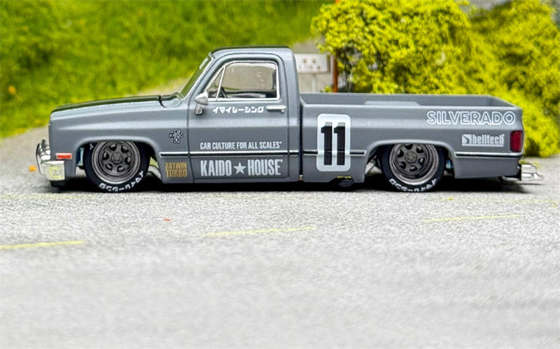 KaidoHouse x MiniGT Chevrolet Silverado Kaido V2 grey color box packaging 1:64 Car Pre-built Model view2