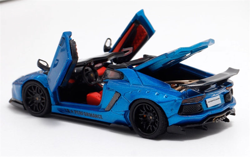 Rhino Model Lamborghini AVENTADOR LP700-4 LBWK Supercar Limited Edition 666PCS ONLY Blue 1:64 Car Pre-built Model view2