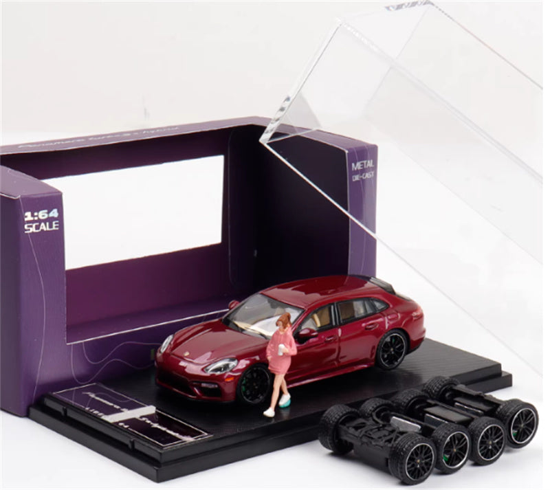 Liberty 64 Porsche Panamera Turbo S amethyst w/ Figure and wheels 1:64 Car Pre-built Airliner Model Display view4
