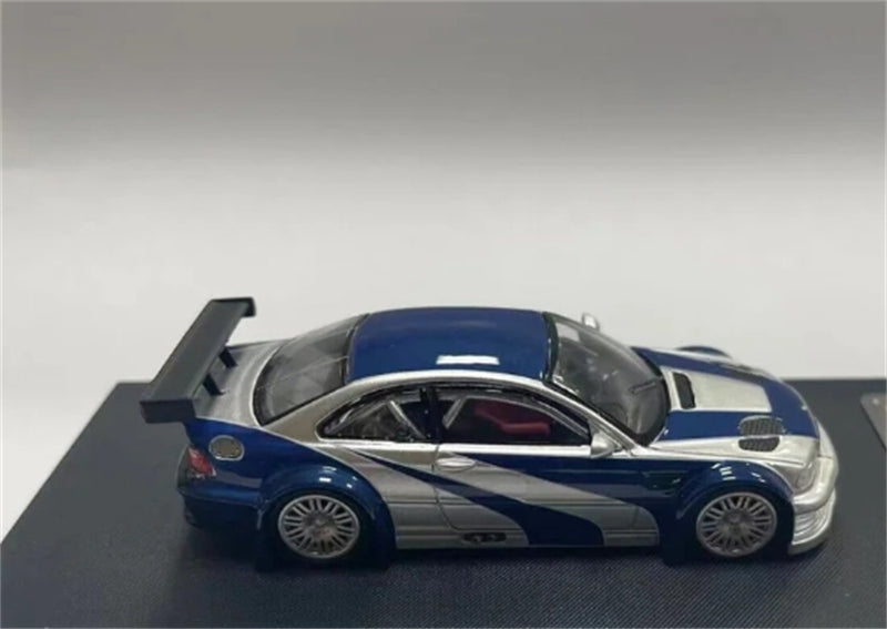 1:64 BMW M3 E46 GTR Silver with Blue Stripes Ghost Playe DIECAST Limited Edition 999pcs ONLY Model