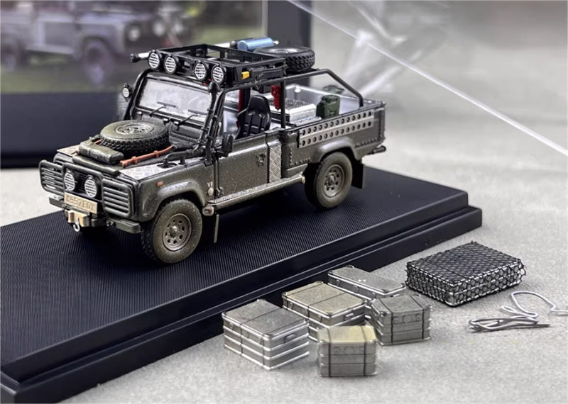 SW Land Rover Defender 110 Silver Grey Muddy Edition 1:64 car Pre-built Model view8