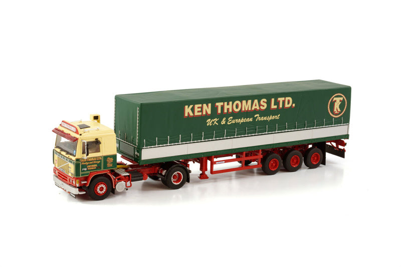 WSI VOLVO F10 4X2 CLASSIC CURTAINSIDE TRAILER - 3 AXLE KEN THOMAS LTD 1:50 Truck Pre-built Model