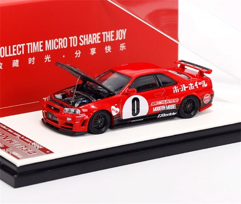 TimeMicro Nissan Skyline GTR34 Red #0 Regular Version Limited Edition 999PCS ONLY 1:64 car Pre-built Model view3