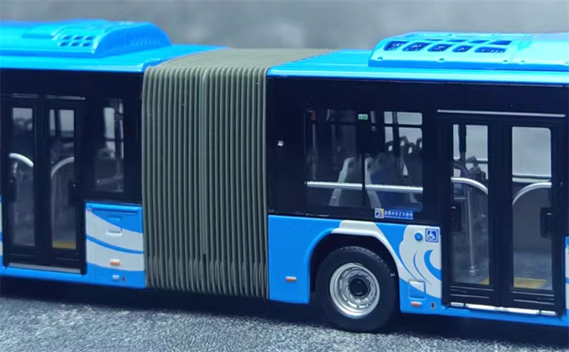Beijing Public Transport Foton Ouhui New Energy BJ6160 5 routes Xiangyun Blue Articulated Bus 1:64 Bus Pre-built Model view8