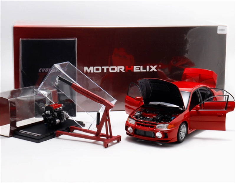 MOTORHELIX Mitsubishi Lancer Evolution IV Parma Red Limited Edition 499PCS ONLY 1:18 Car Pre-built Model view3