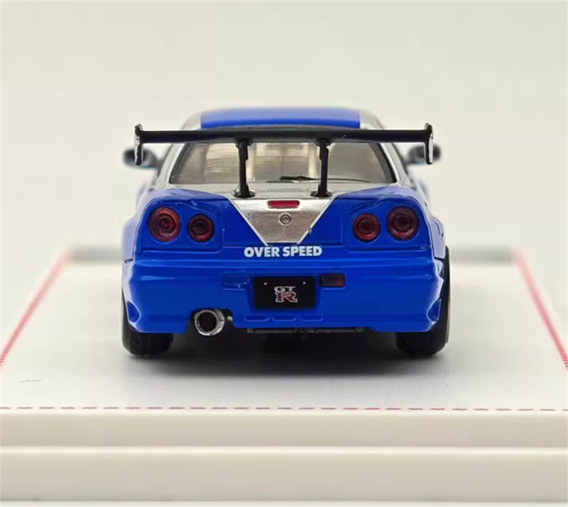 Focal Horizon Nissan GT-R R34 NFS Silver Blue Limited Edition 999PCS ONLY OVER SPEED 1:64 Car Pre-built Model view4