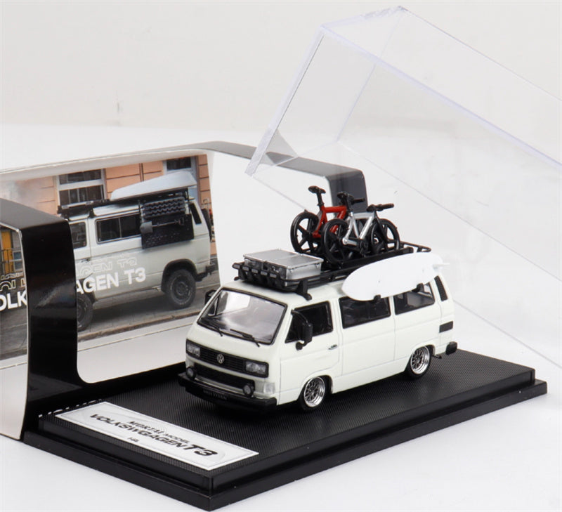 Mortal VW T3 Magway van BBS Lowered Version White - with Accessories 1:64 Car Pre-built Model view6