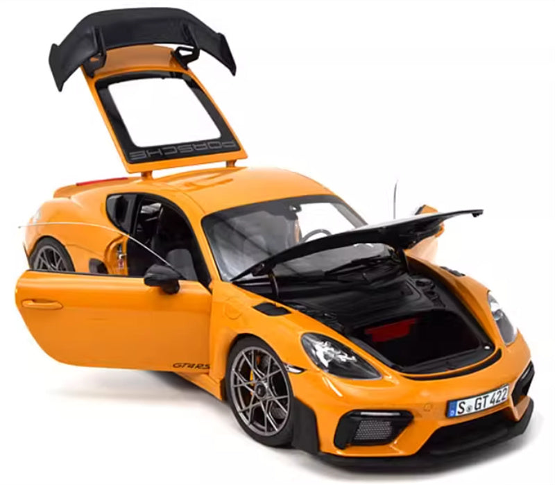 NOREV 2023 Porsche Cayman GT4 RS sports car Hard top orange 1:18 Car Pre-built Model view3
