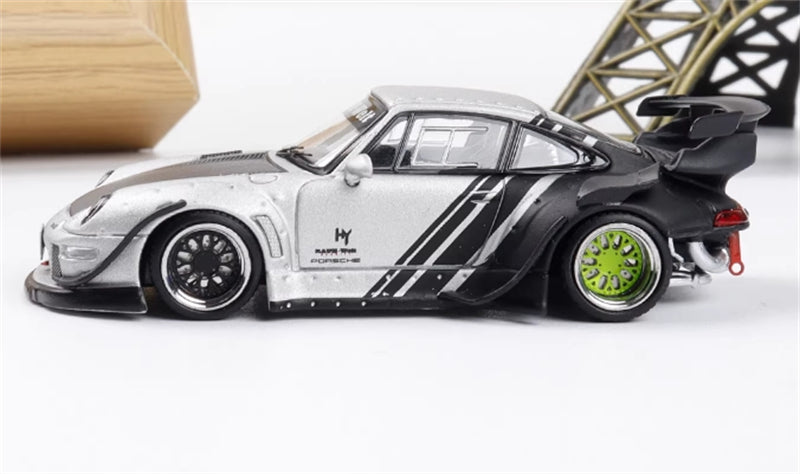 1:64 Porsche 911 RWB 993 Cyberpunk Silver SW DIECAST Model