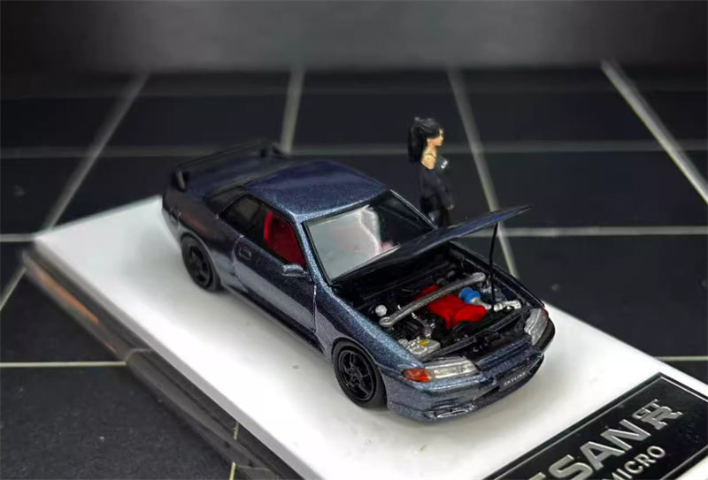 TIMEMICRO Nissan GTR R32 with figure metal gray Limited edition 1:64 Car Pre-built Model view4