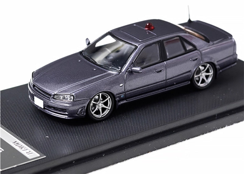Mortal Nissan GTR ER34 25GT SKYLINE URAS Modified Edition Police car gray Limited Edition 699PCS ONLY 1:64 Car Pre-built Model view1