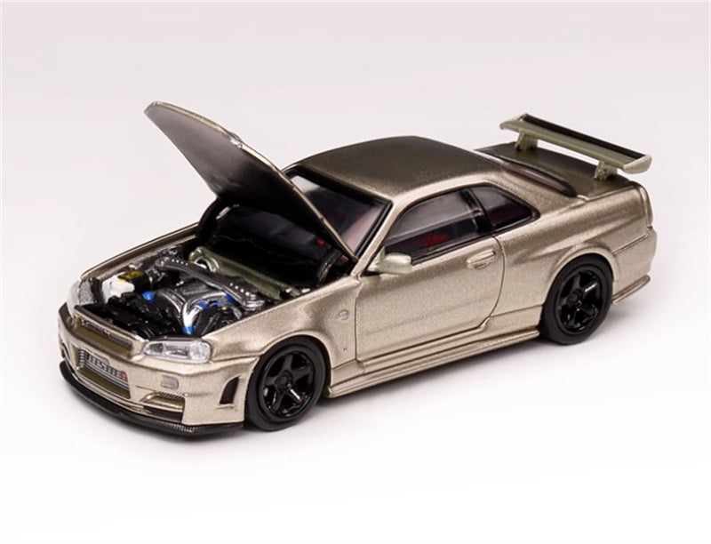 MOTORHELIX NISSAN SKYLINE GT-R (R34) Z-TUNE Millennium Jade - Black Wheel Limited Edition 699PCS ONLY 1:64 Car Pre-built Model view1