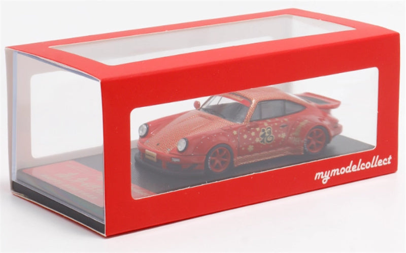 mymodelcollect Porsche RWB 964 Red New Year's Edition Limited Edition RAUH - Welt 1:64 Car Pre-built Model view9