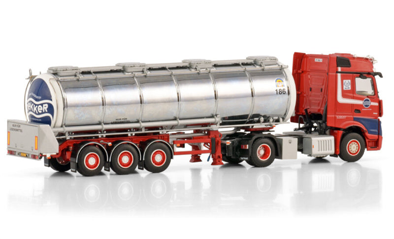 WSI  ACTROS MP5 BIG SPACE 4X2 CHROME TANK TRAILER - 3 AXLE Dekker Tanktransport BV 1:50 Truck Pre-built Model