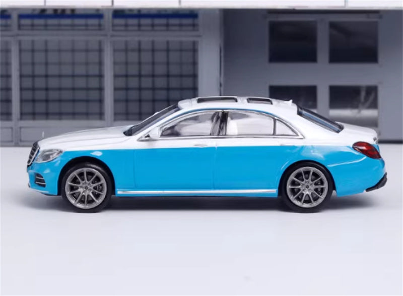 Master Mercedes Benz S-Class S450 W222 White blue dual color 1:64 Car Pre-built Airliner Model Display view3