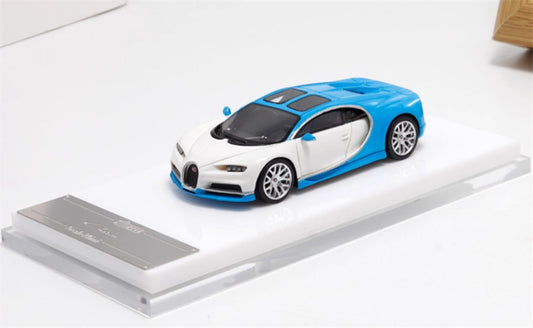 ScaleMini Bugatti Chiron Supercar blue-white Limited Edition 1:64 Car Pre-built Model view1
