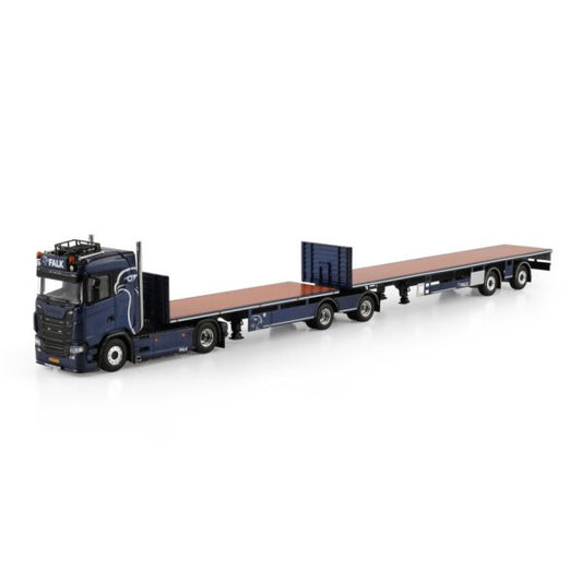 1:50 SCANIA FALK S CS20N 4X2 FLATBED ROADTRAIN 4 AXLE WSI Diecast Model