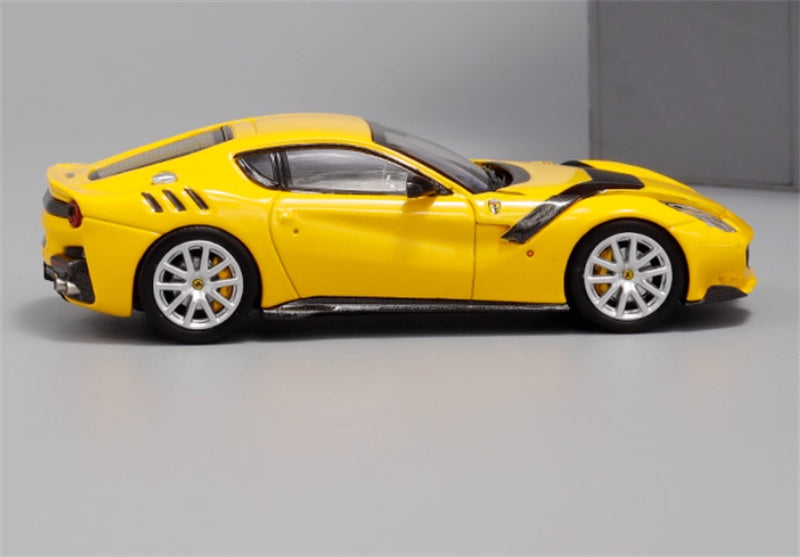 Little Toys Ferrari F12 TDF Supercar Limited Edition 499PCS ONLY Yellow - black stripes 1:64 Car Pre-built Model view3