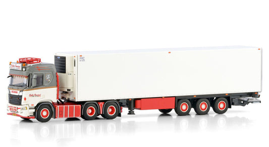 WSI  SCANIA R NORMAL CR20N 6X2 TAG AXLE REEFER TRAILER - 3 AXLE De Kraker 1:50 Truck Pre-built Model