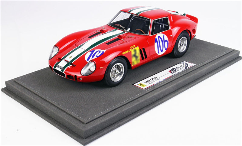 BBR MODELS Ferrari 250GTO Targa Florio 1963 # 106 Limited Edition 199PCS ONLY Leather base 1:18 Car Pre-built Model view1