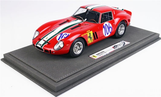 BBR MODELS Ferrari 250GTO Targa Florio 1963 # 106 Limited Edition 199PCS ONLY Leather base 1:18 Car Pre-built Model view1