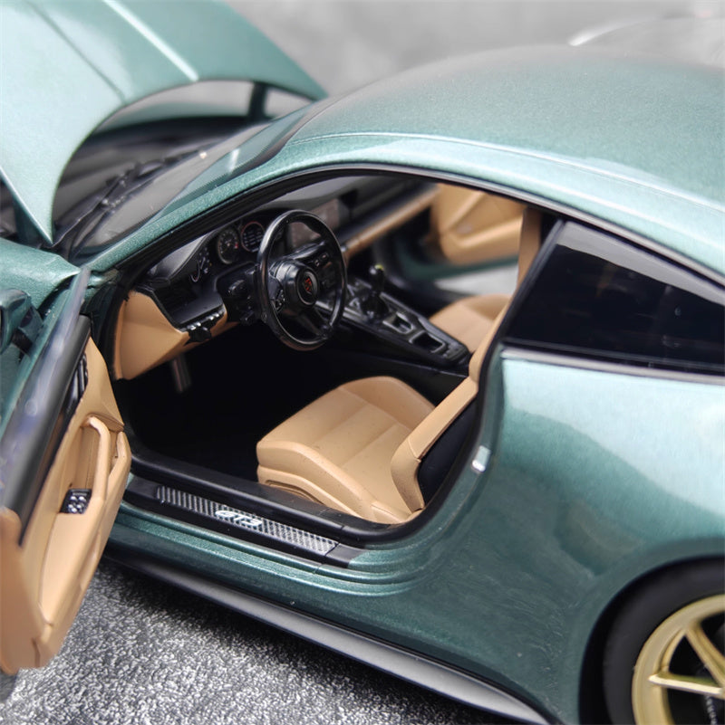 NOREV 2021 Porsche 911 GT3 Malachite green gold wheel No tail version 1:18 Car Pre-built Model view3
