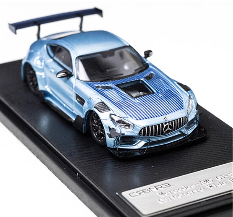 Rhino Model Mercedes-AMG GT-S Carbonerre Wide Bodykit modified big rear wing sports car ice blue Limited Edition 499PCS ONLY 1:64 Car Pre-built Model view5
