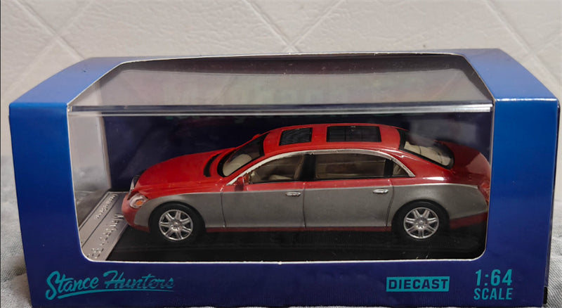 Stance Hunters Mercedes Maybach 62 Extended Edition Grey and Red Color Limited Edition 399PCS ONLY 1:64 Car Pre-built Model view6