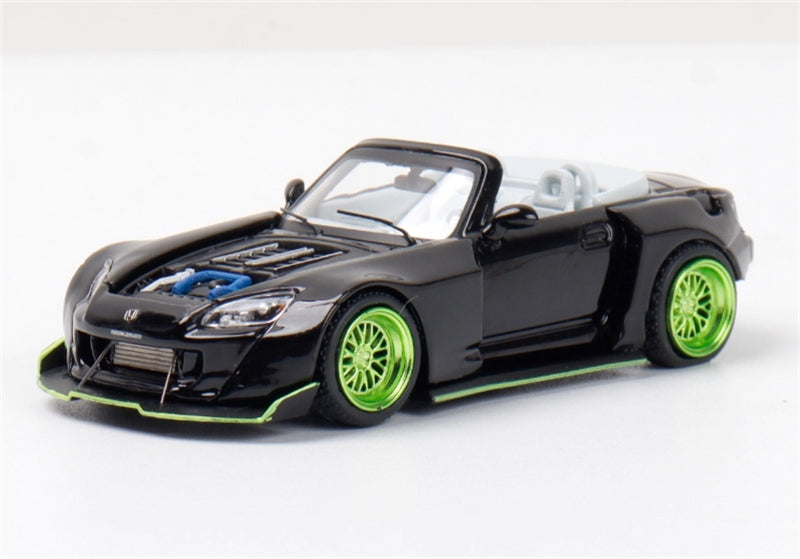 RHINO MODEL Honda S2000 Wide body Convertible Roadster Black Limited Edition 699PCS ONLY 1:64 car Pre-built Model view4