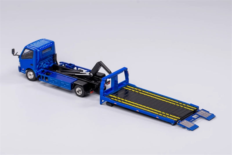 GCD Hino 300 Road Wrecker Trailer Flatbed Tow Truck BLUE RHD 1:64 Truck Pre-built Model view4