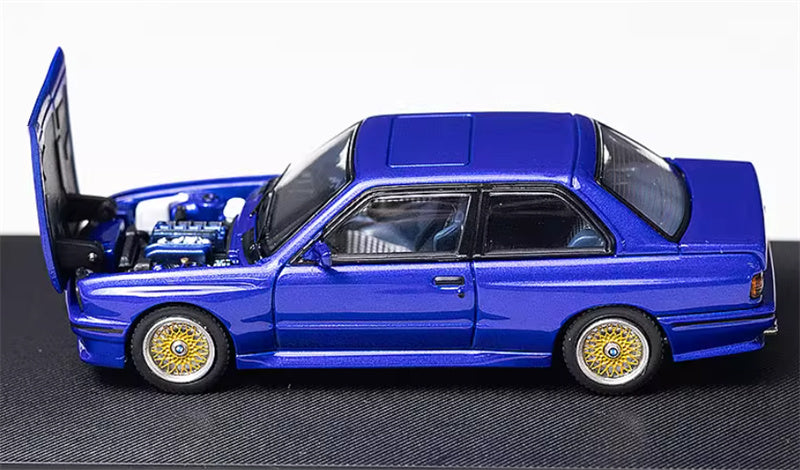 Mortal BMW M3 E30 Sport Evolution Openable Hood Detachable tail wing Pearl Blue Limited Edition 899PCS ONLY 1:64 Car Pre-built Model view9