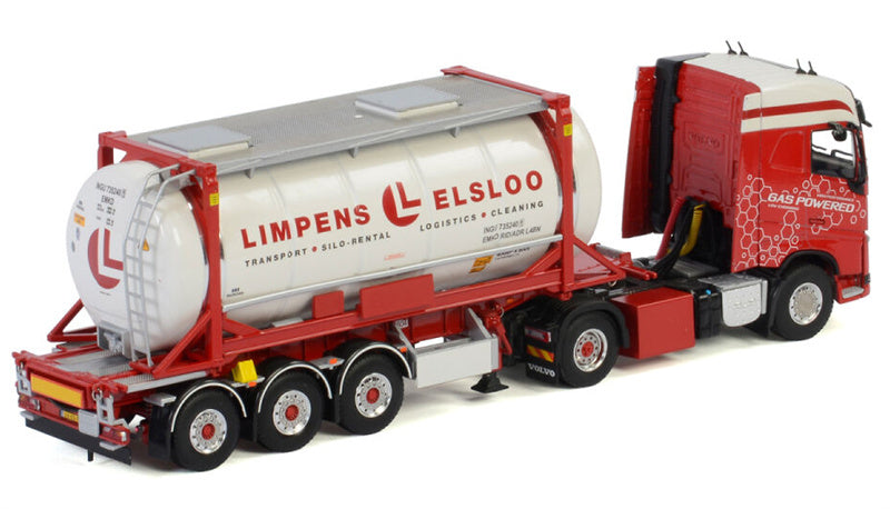 WSI VOLVO FH4 GLOBETROTTER 4x2 CONTAINER TRAILER 3 AXLE + 20FT TANK CONTAINER Limpens ELSLOO 1:50 Truck Pre-built Model