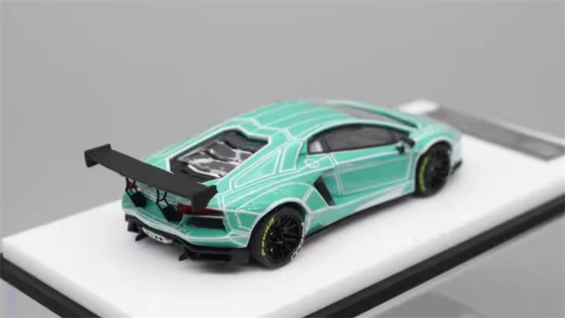 KING MODEL Lamborghini LP700 AVENTADOR Burst Pattern Luminous Edition Electroplated Green 1:64 Car Pre-built Model view6