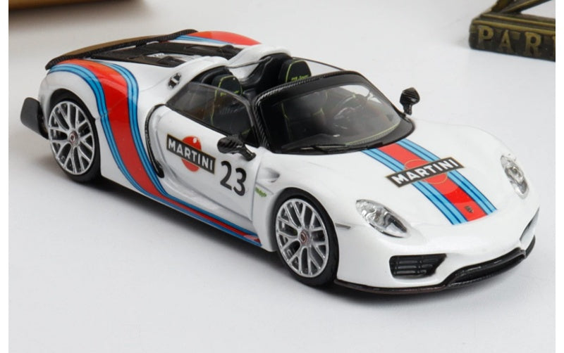 1:64 Porsche 918 Spyder Martini TOP LUX Convertible DIECAST Car Model