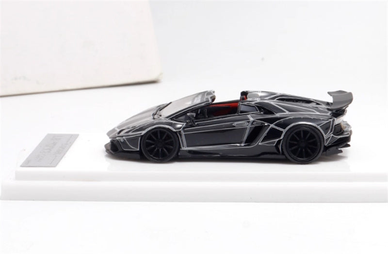 Flame Lamborghini LP700 Convertible Widebody Limited Edition 199PCS ONLY Black explosion pattern 1:64 Car Pre-built Model view3