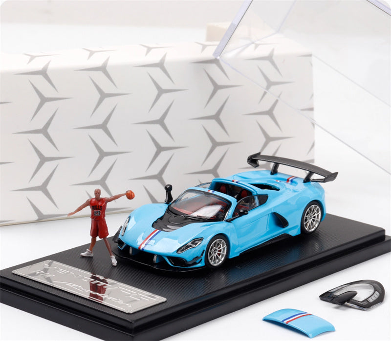 Rhino Model Hennessey Venom F5 Limited Edition 999PCS ONLY Light Blue w/ Figure 23# 1:64 Car Pre-built Model view7