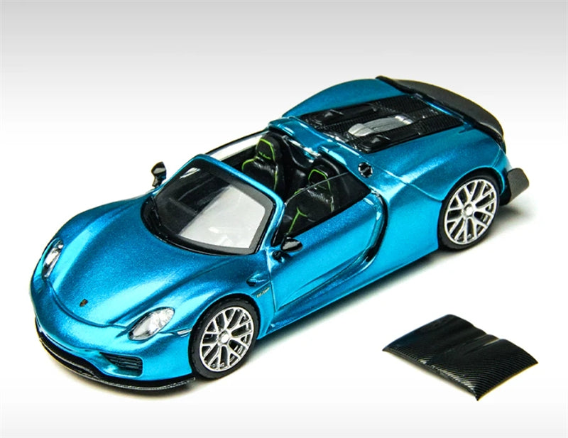TimeMicro Porsche 918 Spyder roadster Metal Blue 1:64 car Pre-built Model view1