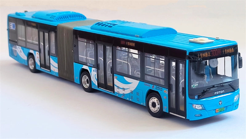 Beijing Public Transport Foton Ouhui New Energy BJ6160 300 Outer Ring Xiangyun Blue Articulated Bus 1:64 Bus Pre-built Model view4