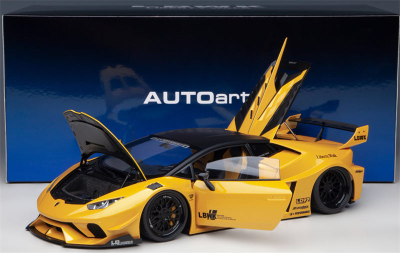 AUTOART Lamborghini HURACAN GT supercar yellow LBWK AirREX Liberty Walk AK-produce LB PERFORMANCE 1:18 Car Pre-built Model view11