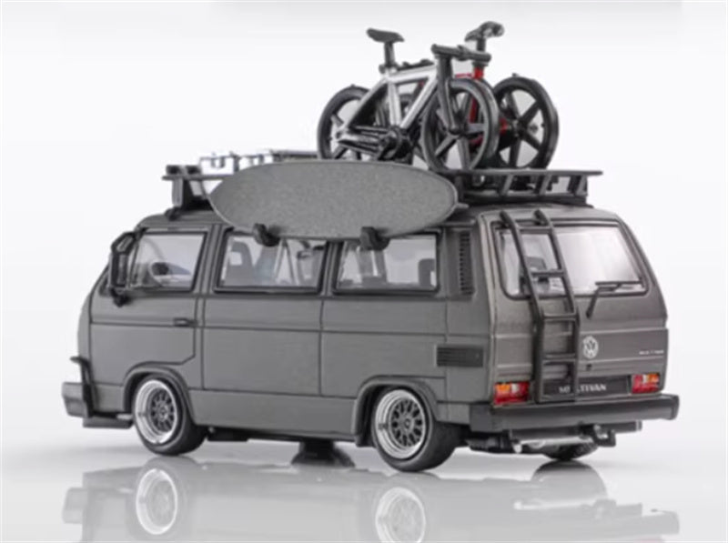 Mortal VW T3 Magway van Exhibition version matte gray with accessories 1:64 Car Pre-built Model view4